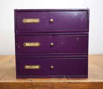 Vintage Industrial File Cabinet Apothecary Parts Bin Tool Box Storage Brass Knob • $349.99