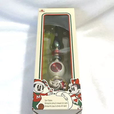 Disney Mickey Minnie Mouse Glass Finial Christmas Tree Topper Metallic Retro  • $39