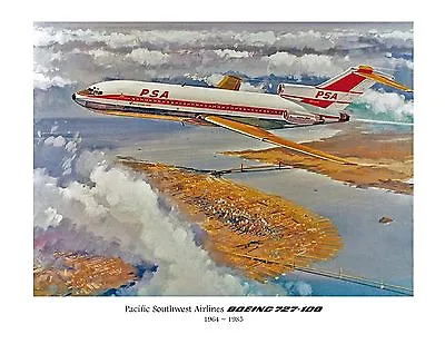 Pacific Southwest Airlines Boeing 727-100 ((8.5 X11 )) Print • $21.95