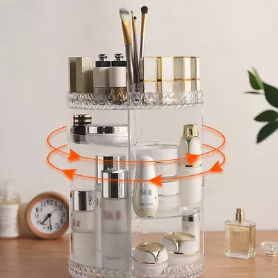 Rotating Makeup Organiser Large 360° Dressing Table Cosmetics Storage Display • £11.89