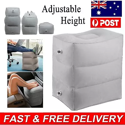 Travel Air Pillow Foot Rest Inflatable Cushion 3 Layers Car Leg Footrest Home AU • $29.99