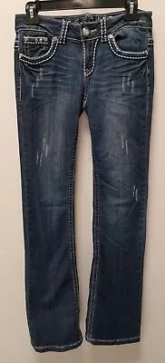 Miss Chic Women's Thick Stich Embellished Bootcut Blue Size 3 Jeans • $24.99