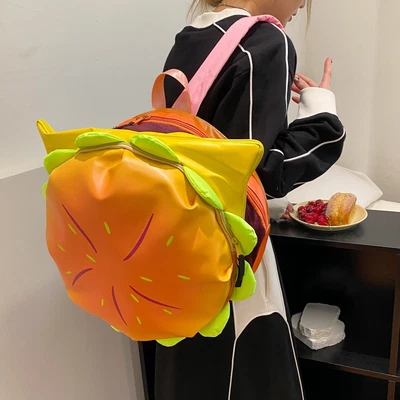 £20.29 • Buy Cute Hamburger Kawaii Shoulder Bag High Capacity Pu Leather Student Backpack New