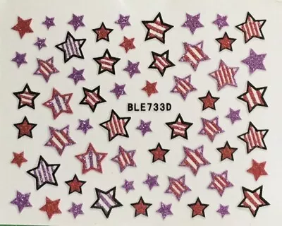 Glitter Stars Independence Day July 4 Star Nail Decals Stickers  • $2.74
