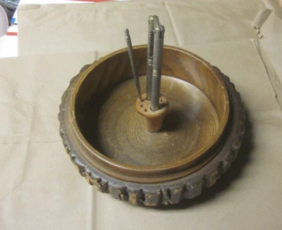 $9.99 • Buy Vintage Nut Cracker Set With Wooden Log Bark Nut Bowl With Nut Cracker/  Pick
