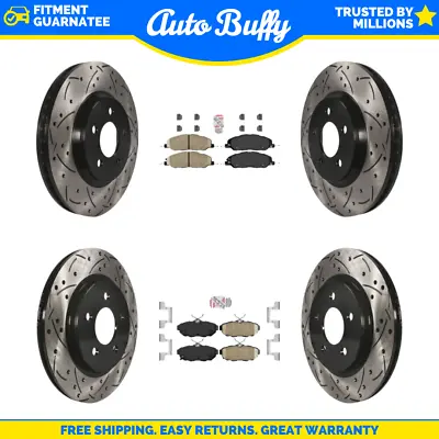 Front Rear Integrally Molded Pad & Drilled Slot Brake Rotor Kit For Ford Mustang • $260.95