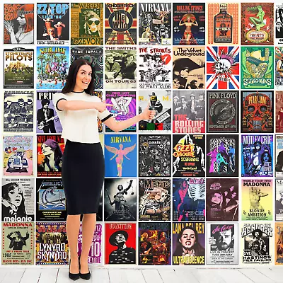 Rock Music Concert Posters Vintage Prints  A4 Borderless Fully Laminated Vol 2 • £2.75