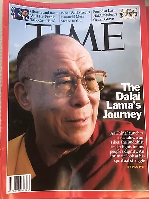 TIME MAGAZINE Dalai Lama Journey Tibet Buddhist March 31 2008 • $19.99