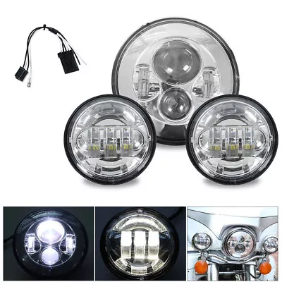 $54.70 • Buy 7 Inch LED DRL Headlight + Passing Lights For 2007-2013 Road King Classic FLHRC