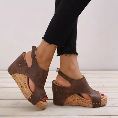 Women Summer Comfort Platform Roman Shoes Casual Open Toe Wedge Heel Sandals • $28.13