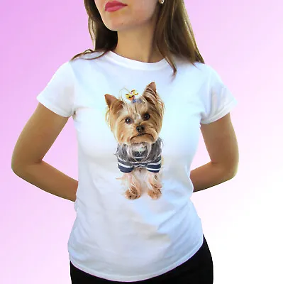 Yorkshire Terrier White T Shirt Dog Yorkie Top Gift Mens Womens Kids Baby Sizes • £9.99