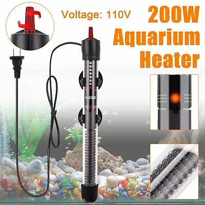 $13.95 • Buy Adjustable Submersible Heater 200W Aquarium Fish Tank Temperature Thermostat USA