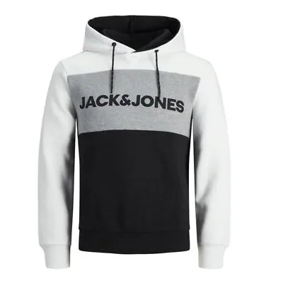 Jack & Jones Hoodie Sweat Hoodie Mens Gym Running Hoodie White Black • £19.99