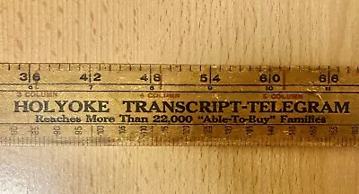 Holyoke Transcript Telegram Vintage Wood Ruler 18” With Typesetting Picas • $5