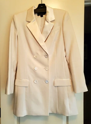 $50 • Buy Rachel Zoe Tuxedo Dress SZ.6 Cream With Satin Trim