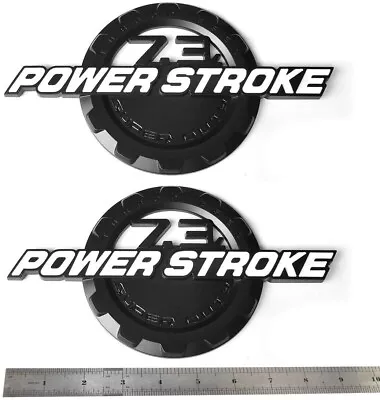 2x 7.3L Power Stroke Super Duty Emblem Car Side Fender Badge 3D Logo Black/White • $24.90