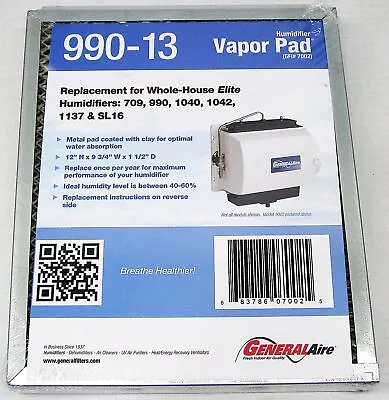 OEM GeneralAire 990-13 Evaporator Pad Media Filter For 709 990 1040 1042 1137 • $23.17