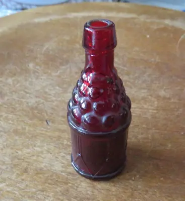 Vintage Wheaton Miniature Ruby Red Glass Drum Base & Cannon Balls Flask Bottle • $11.99