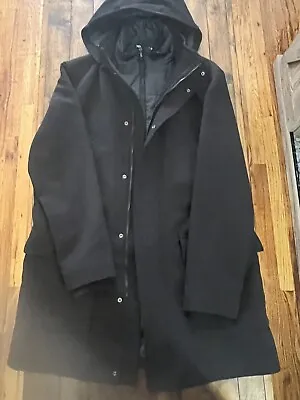 $60 • Buy Zara Hooded Combination Coat Black - XL