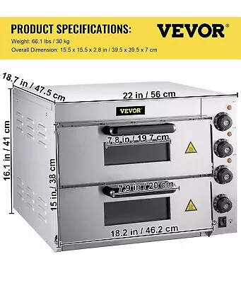 VEVOR Commercial Countertop Pizza Oven Electric Pizza Oven 14  Double Deck Pizza • $230