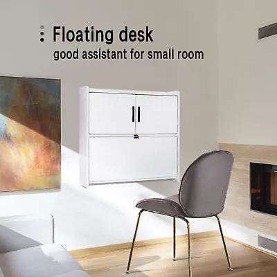 Wall Mounted Writing Table Foldable Computer Desk Floating Storage Workstation • £40.49