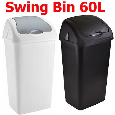 £16.99 • Buy Plastic Swing Top Bin Waste 60L Rubbish Dust Home Kitchen Office
