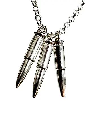 £12.95 • Buy Bullet Pendant 3 Three Bullet Silver Necklace Pendant Silver 18  Chain Jewellery