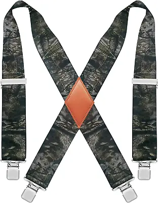 2  Suspenders For Men Heavy Duty Strong Clips Hunting Skip Work Braces Durable • $21.14