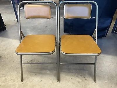 1950s Vintage Mid-Century MCM Samsonite Vinyl Padded Folding Chairs #6873 (PAIR) • $68