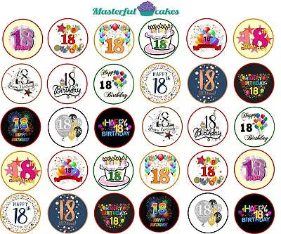 30 X 18th Birthday Design Edible Cup Cake Toppers Rice Icing Or Pre Cut Wafer • £3.40