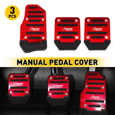 Red Non-Slip Manual Transmission Brake Foot Pedal Pad Cover Car Accessories Set • $10.99