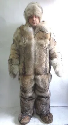 Brand New Double Sided Coyote Fur Snowsuit Jumpsuit Coat Set Men Man Sz All • $8728.13