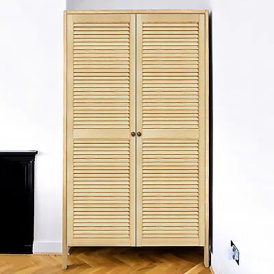 Single Louvre Door/Vented Open Slatted/Natural Pine/Wardrobe & Cabinet Doors  • £12.99