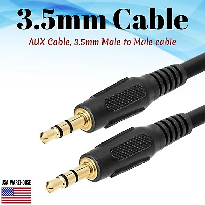 3.5mm Male To Male Cable 3ft 6ft 12ft 25ft 50ft 100ft Lot Stereo Audio Aux 1/8  • $3.75