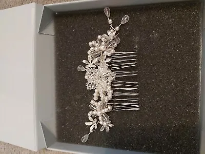 Wedding Hair Slide Silver & Pearl Style With Box • £21