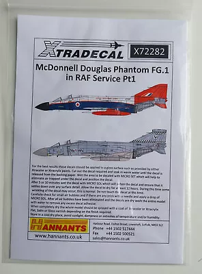 Xtradecal X72282 Phantom FG.1 In RAF Service Pt 1 Decals 1/72 - Preowned Unused • £5