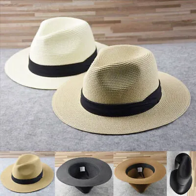 Panama Hat Women Men's Sun Hat Straw Hat Summer Hat Beach Hat Basthut UK • £10.65