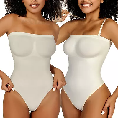 Women's Strapless Compression Shapewear Bodysuit Body Shaper Tops Tummy Control • £9.79