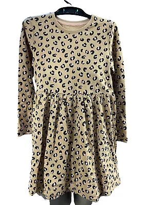 New Girls Marks And Spencer Jersey Beige Long Sleeve  Animal Print Dress • £8.99