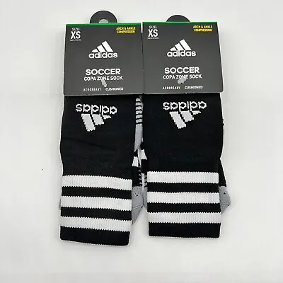 Adidas Soccer Copa Zone Cushion Iv Otc Black White Stripe Socks Size Xs Youth X2 • $19.95