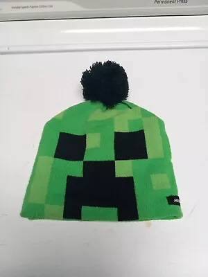 Mojang Minecraft Creeper Beanie Green Pixelated  With Poof On Top.  UNWORN • $15