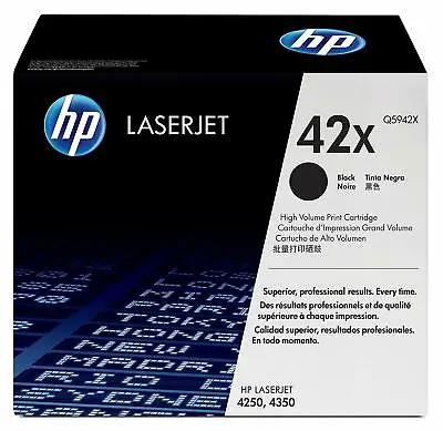 New HP Q5942X 42X Black Toner Cartridge For LaserJet 4250/4350 Black Box • $158.99
