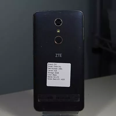 $32.19 • Buy ZTE ZMAX Pro Z981 32GB Black 4G LTE- ASIS (JX-461)