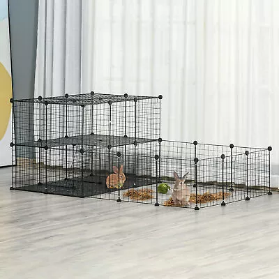 Pet Playpen Cage Small Animals Modular Gates Hamsters Cats Ferrets Black • $64.99