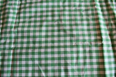 Green  & White Gingham Checks  1/4  Inch  Cotton  Fabric  38x36 Inches  Vintage • $8.25