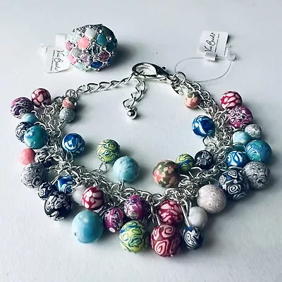 Viva Beads Handmade Clay Beads Chain Bracelet & Ring Lot NWT • $24.90