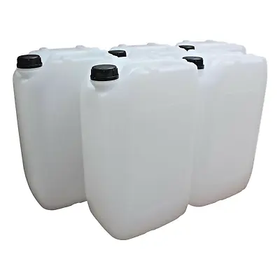 5 X 25 Litre Natural HDPE Stackable Jerry Can Drum Container 950g  60mm Caps 25L • £42.95