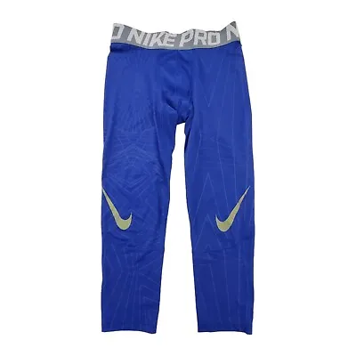 Nike Pro Men's 3/4 Length Blue Football Training Fitness Tights Size M Pants • $24.99