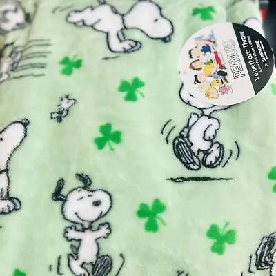 PEANUTS Snoopy St. Patrick's Day Light Green Shamrock Berkshire Blanket '60x70' • $59.95