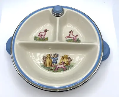 Vintage BARTSCH Chrome Porcelain Bakelite Child's 3 Part Warming Dish Plate • £28.50